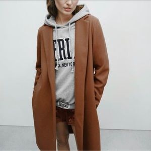 Zara Brown Lapel Collar Coat